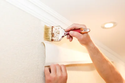 Pose de papier peint à Pie-d'Orezza — revêtements muraux et toiles de verre